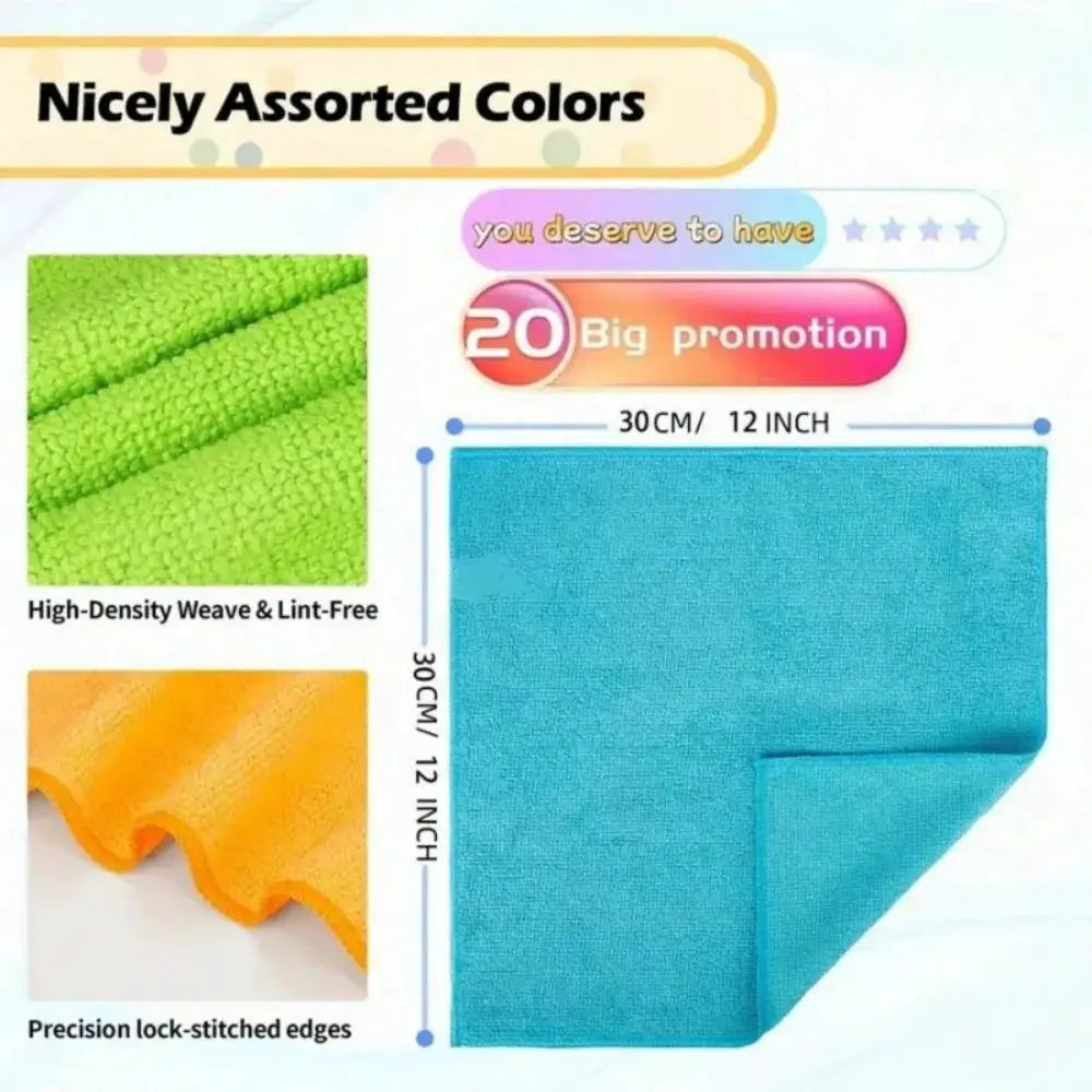 Simples Market microfiber cleaning cloth set; multicolor (green, orange, blue), soft, quick-drying, absorbent, 30×30 cm