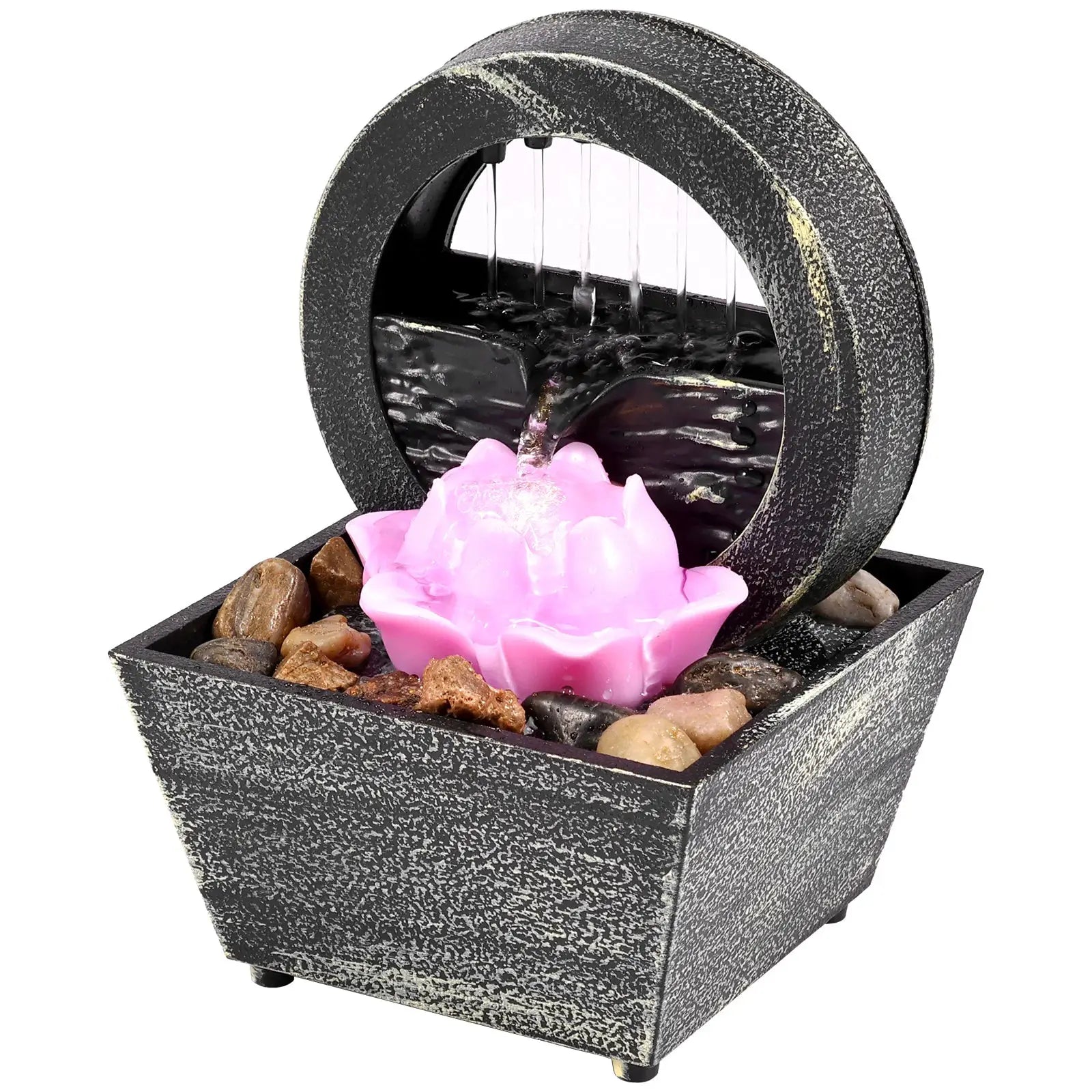 Tabletop Waterfall Fountain For Relaxation And Meditation Desktop Decor With Soft Ambient Lights And Mothers Day Gift