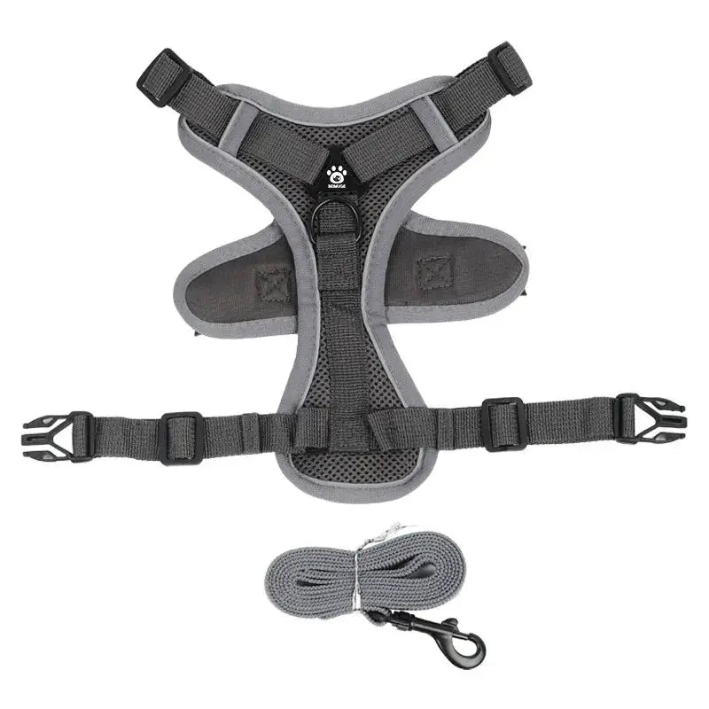 No Pull Dog Harness Leash Set Adjustable Reflective Vest for Small Dogs and Cats Quick Release Buckle