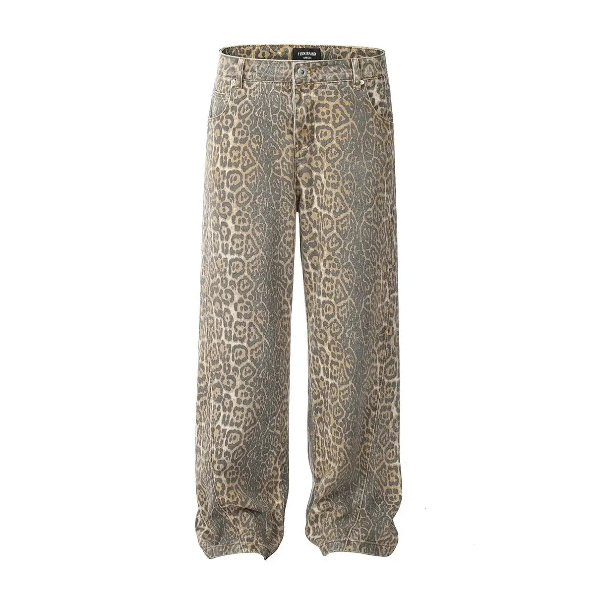 Baggy Wide Leg Jeans Women High Waisted Leopard Print Y2K Denim