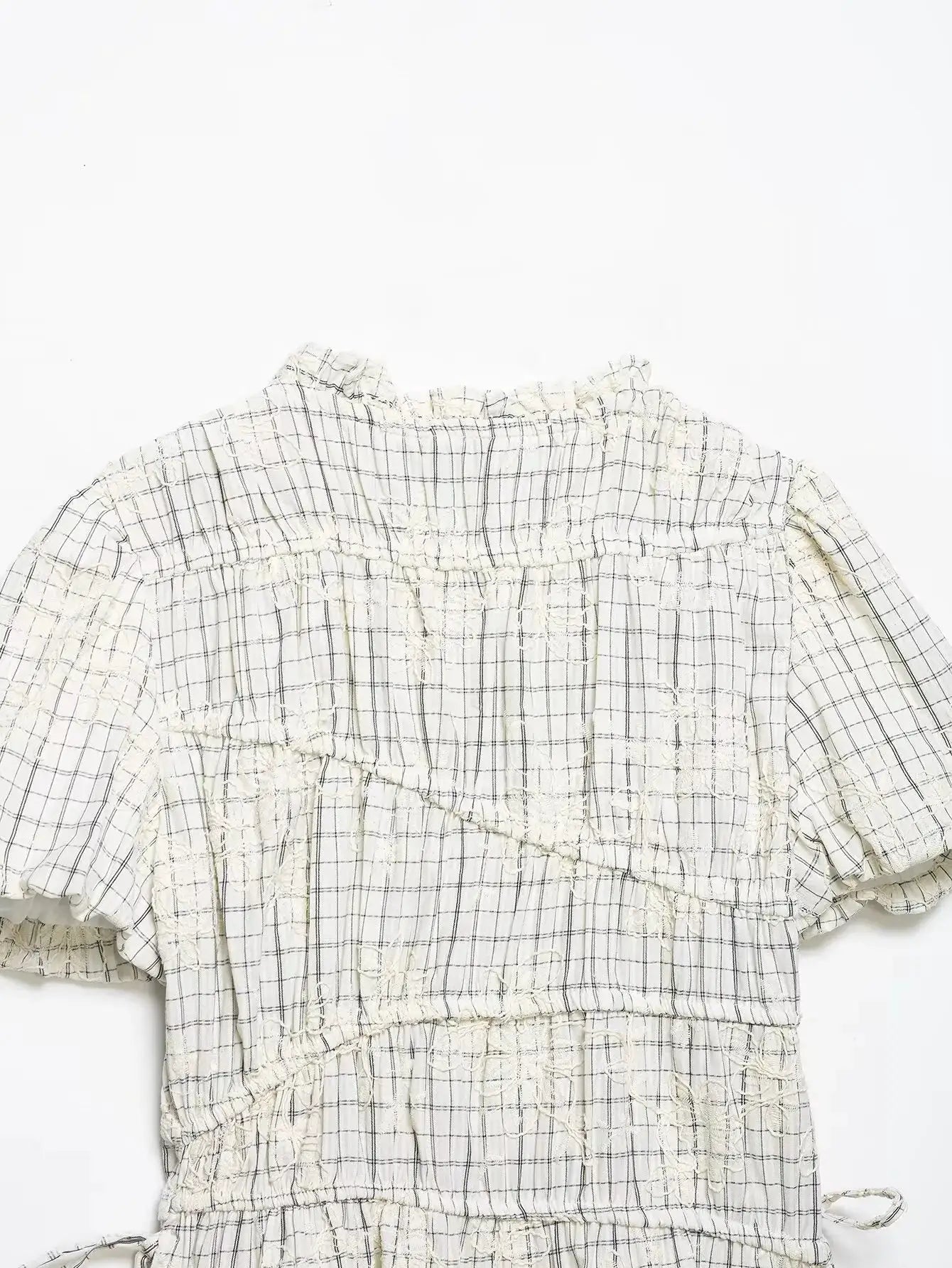 TFAFXY 2026 Summer Bow Plaid Embroidered Blouse And Midi Skirt Set Y2K