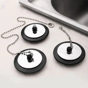 Tub stopper with chain set, black rubber universal drain plugs with hanging ring, 3 pcs Simples Market