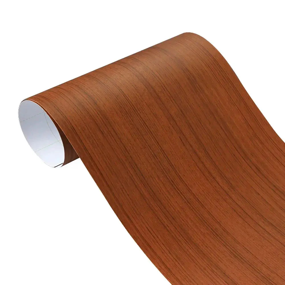 Wood grain PVC self-adhesive vinyl wrap roll in brown textured finish for cars and furniture