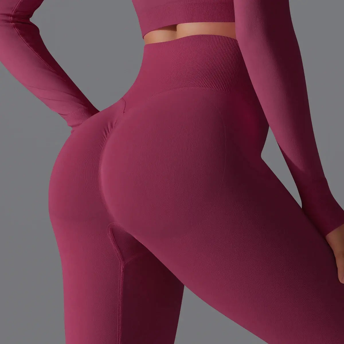 Women's seamless yoga leggings magenta, high-waist tummy control with scrunch butt lift