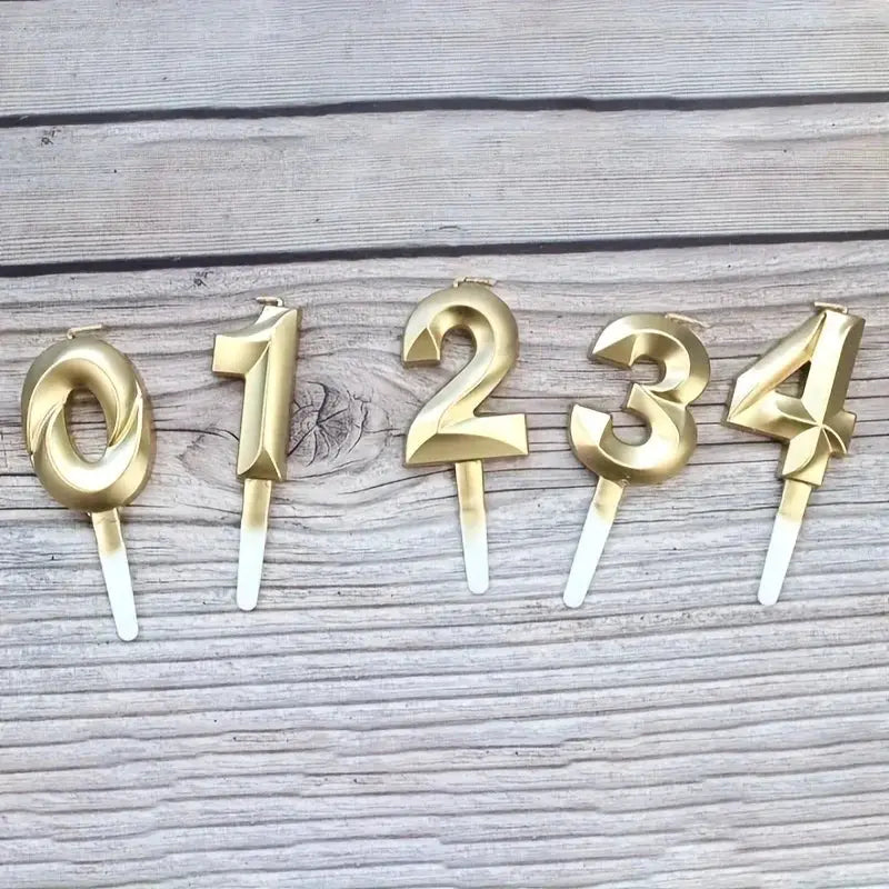 Creative Gold Diamond Number Candle Large 3D Birthday Cake Topper for Anniversary Celebration Age Decor