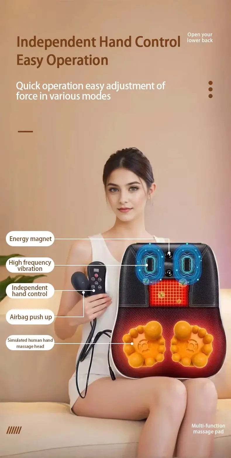 Electric cervical neck massager pillow by Simples Market with airbag traction, shiatsu nodes, heat and vibrations