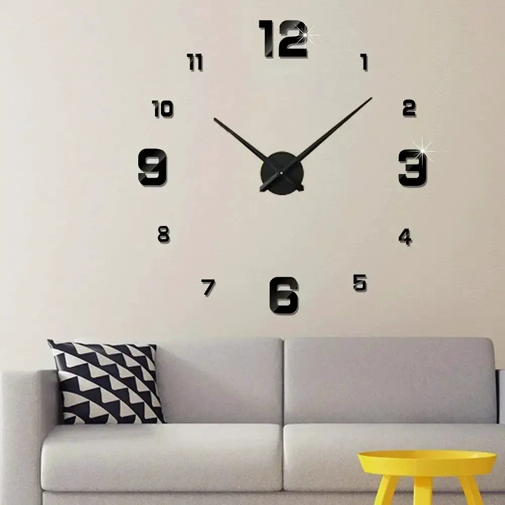 Simples Market analog wall clock with oversized black acrylic mirror numerals for living room decor