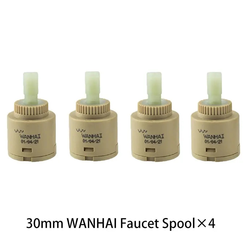 WANHAI 30mm faucet valve cores, ceramic cartridge mixing valve cores, beige with green stems, 4pcs