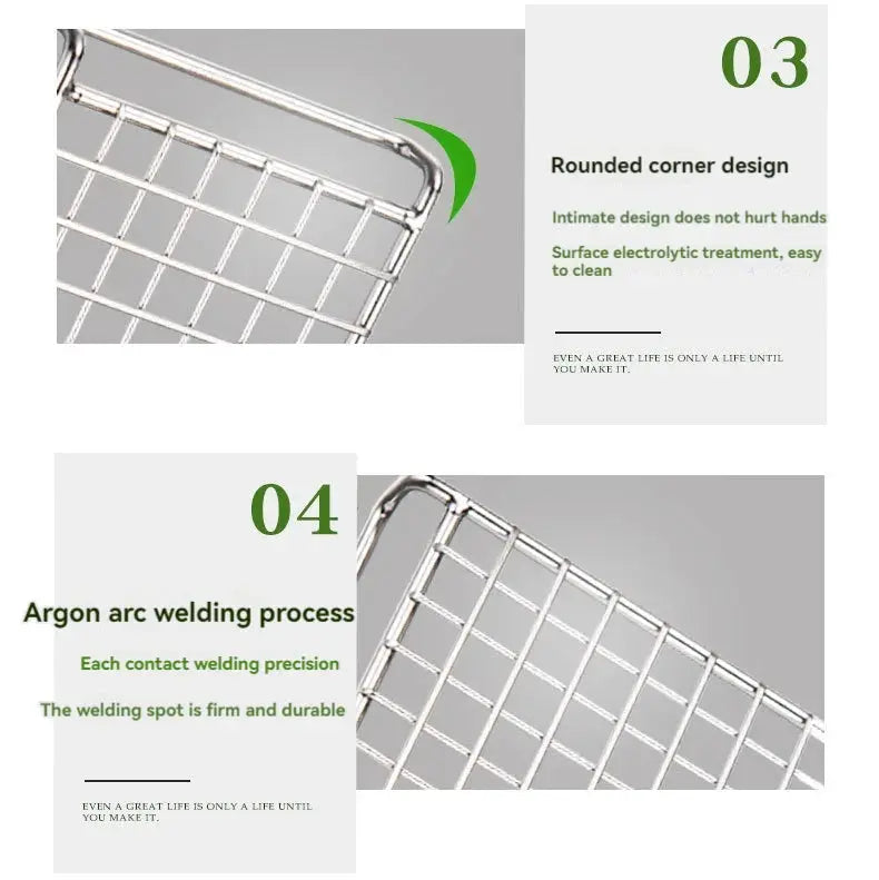 Simples Market CAMPINGMOON MTG-G compact stainless steel camping grill net, 304 stainless steel, lightweight.