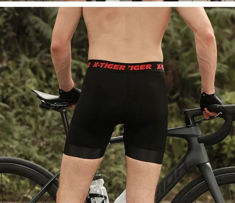 X-TIGER men's cycling shorts with anti-slip leg grips, black 5D padded liner