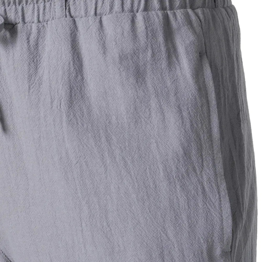 Simples Market men's cotton-linen trousers, grey, elastic waistband, loose fit