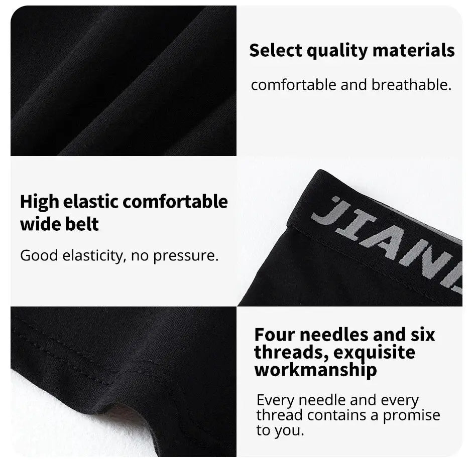 Men's black long boxer shorts with wide elastic waistband, Simples Market branding, fabric close-ups