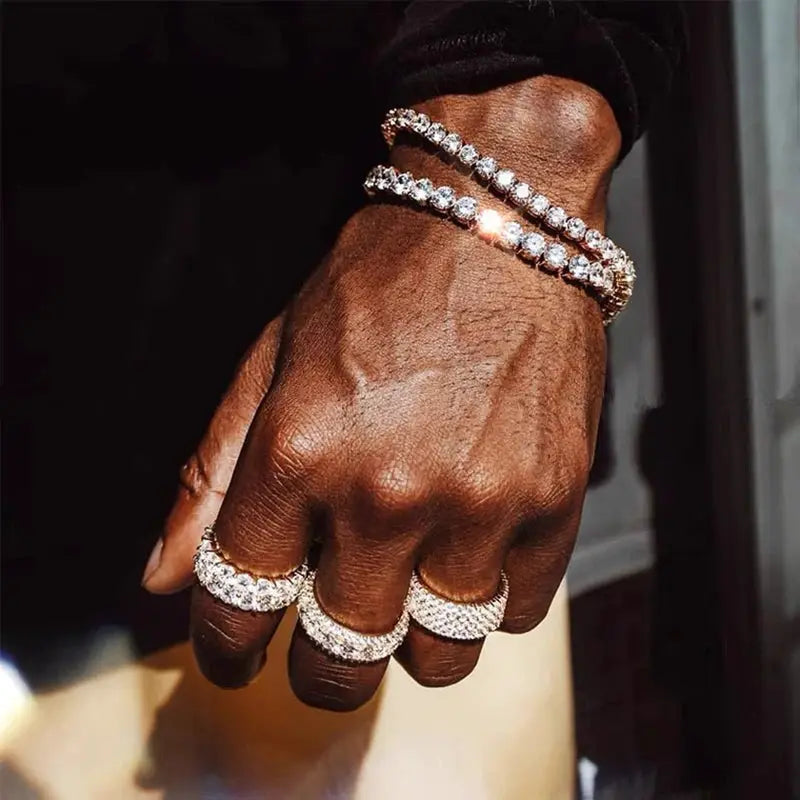 Hip Hop Tennis Bracelet Iced Out For Men Cubic Zirconia Chain 3mm 4mm 5mm Streetwear Jewelry H086