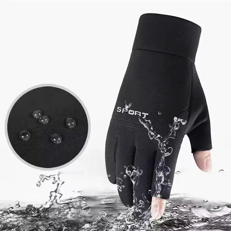 Winter Fishing Gloves for Men and Women Warm Anti Slip Touch Screen Two Fingers Cut Outdoor Angling