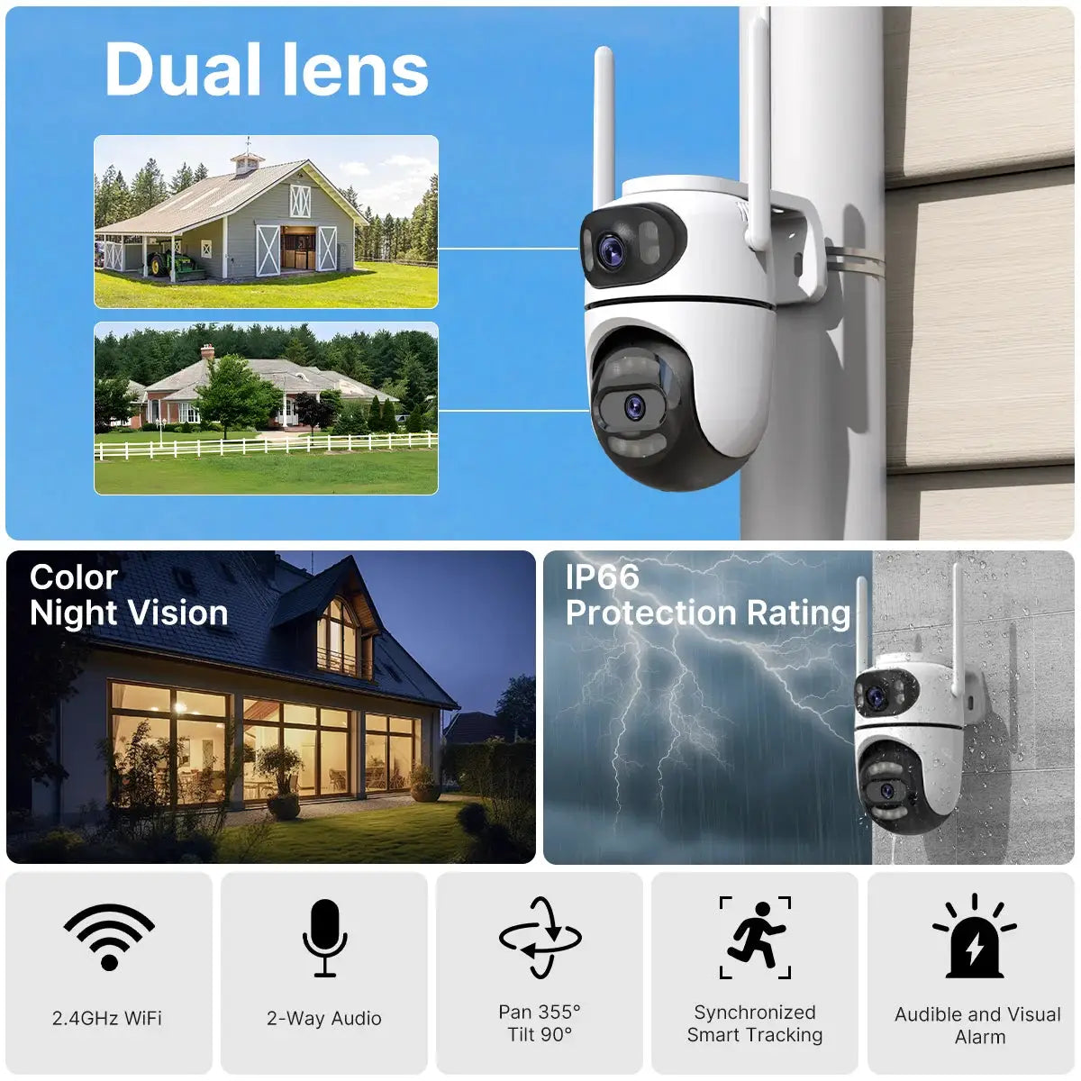 8MP 4K WiFi PTZ outdoor security camera by Simples Market with dual lenses and AI tracking