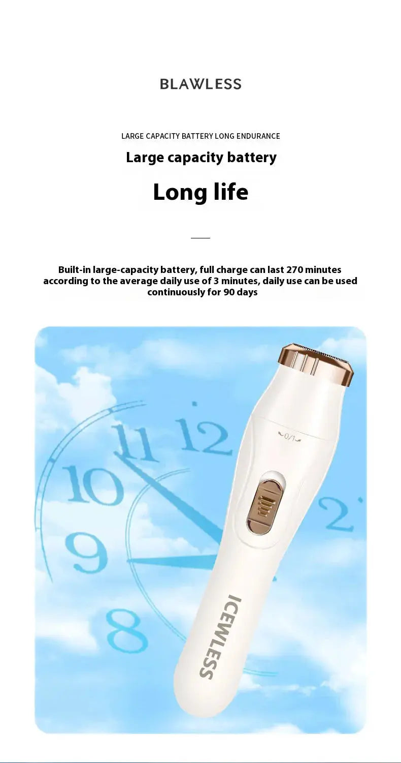 Simples Market electric women's waterproof body hair removal trimmer, white with rose-gold head