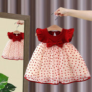 Summer Baby Girl Dress 0 To 3 Years Bow Flying Sleeves Princess Korean Edition Little Love Birthday Dress