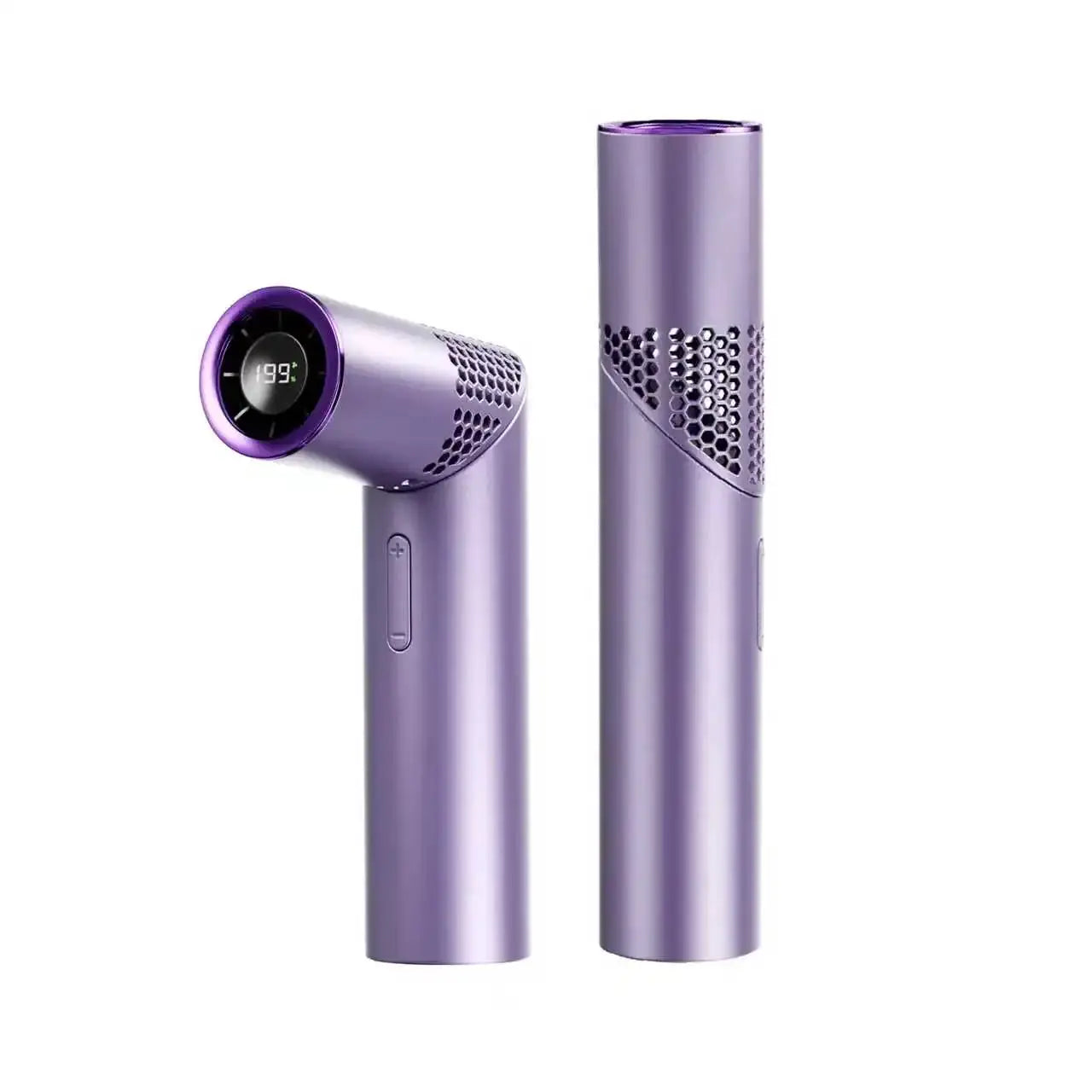 Simples Market lipstick-style portable fan, purple, brushless motor, folding design, USB rechargeable, 2 units