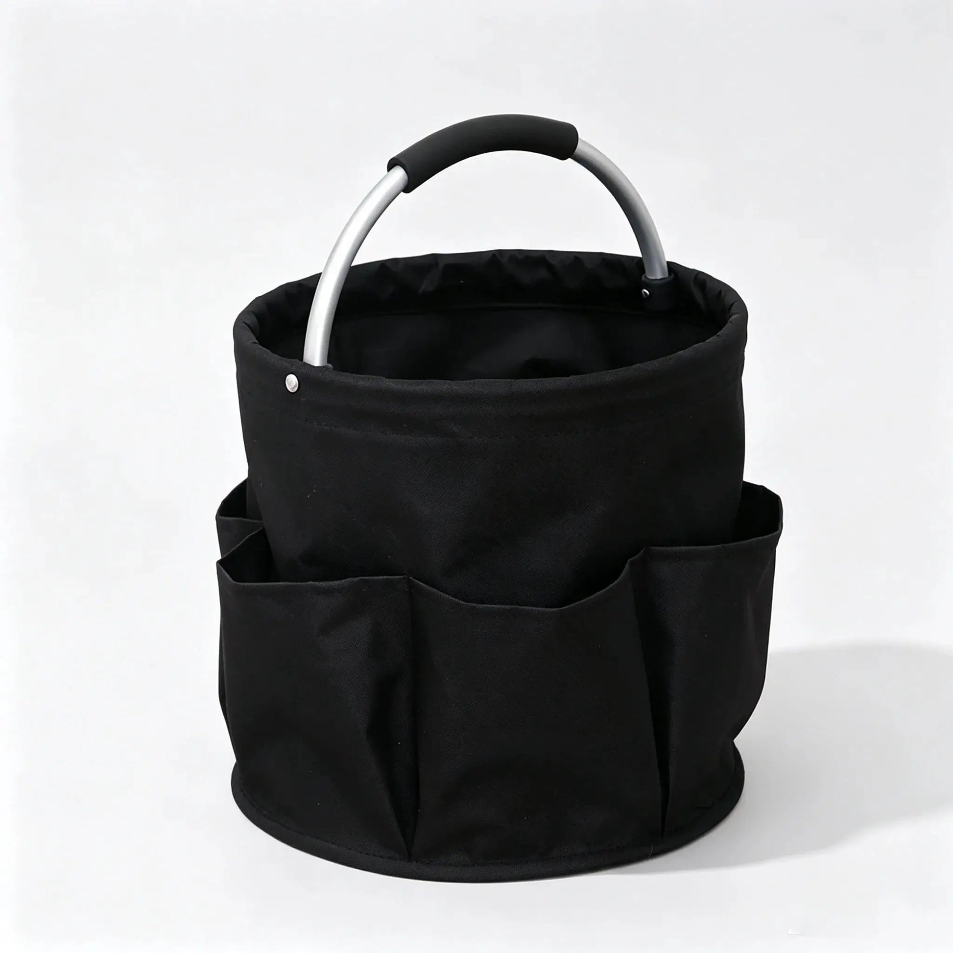 17L folding storage organizer bag with black fabric and metal handle with foam grip