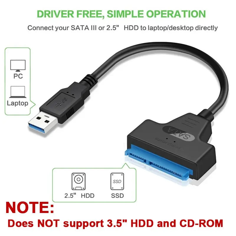 SATA To USB 3 0 2 0 Cable For 2 5 Inch External HDD SSD Adapter Up To 6 Gbps For Data Backup And Disk Cloning