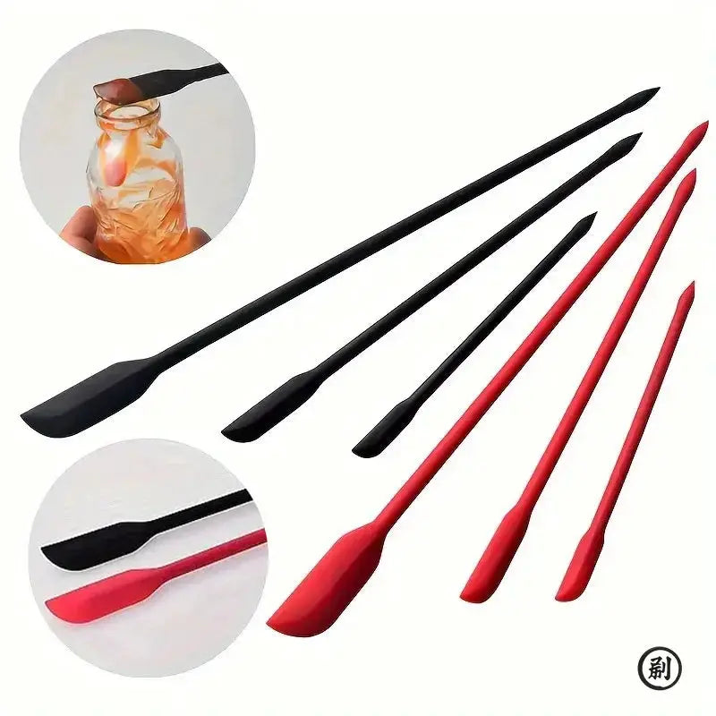 Three Piece Mini Silicone Spatula Set Heat Resistant Multiple Sizes For Jar Bottles And Kitchen