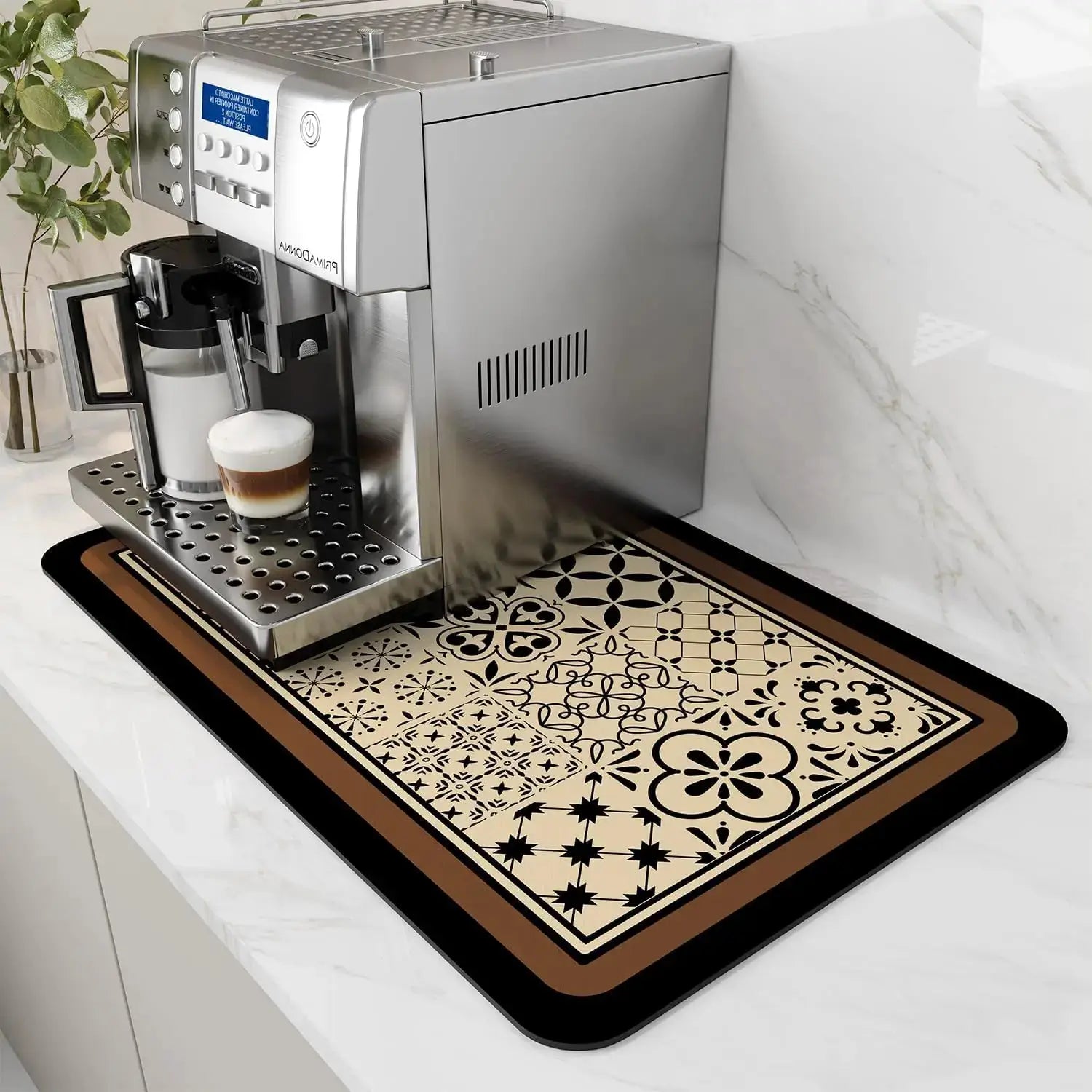 Coffee Machine Mat With Rubber Backing Water Absorbent Dish Drying Pad For Kitchen Worktop Drainage And Home Decor