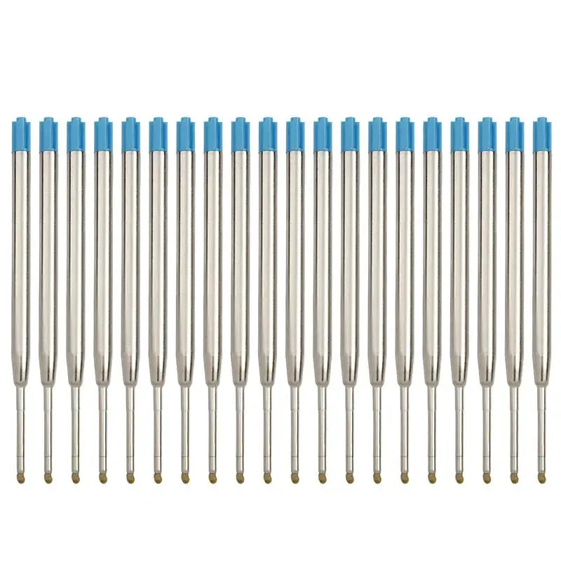 Ballpoint pen refills for Parker pens; blue-tipped, stainless steel bodies, bulk pack
