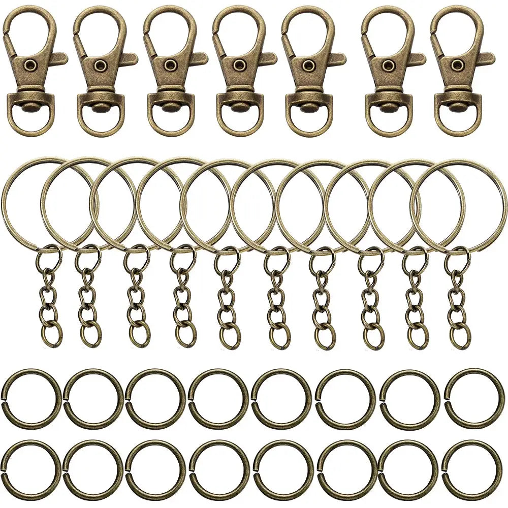 70 Piece Swivel Snap Hook And Key Ring Set With Jump Rings For DIY Keychains Lanyards Jewelry Making Supplies