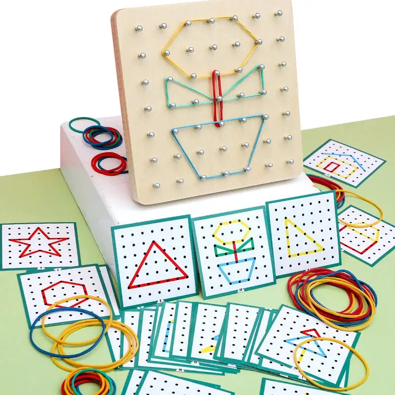 Montessori Rubber Tie Nail Boards Set With Cards For Baby And Preschool Kids Creative Graphics Educational Toy