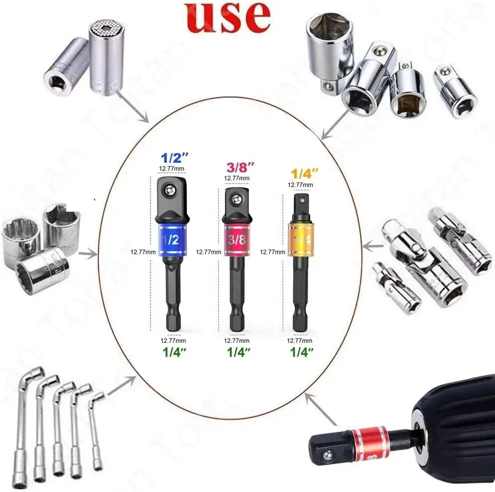 Impact Grade 105 Degree Angle Socket Adapter For Power Drills And Drivers Extension Set Screwdriver Holder