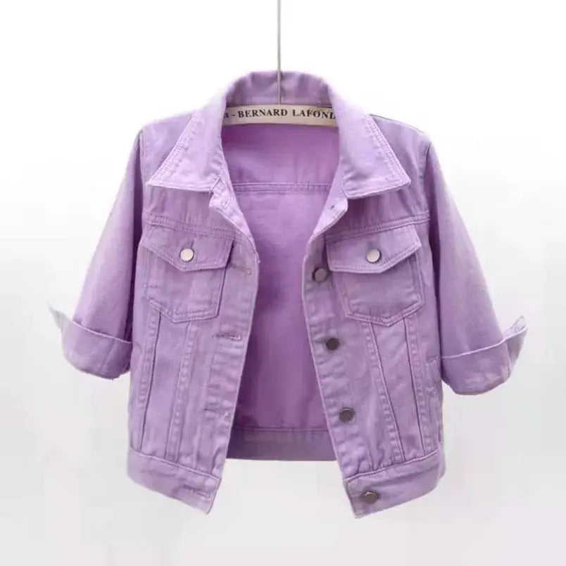 UrbanDenim Women Denim Jacket For Spring And Autumn Turn Down Collar Casual Outerwear
