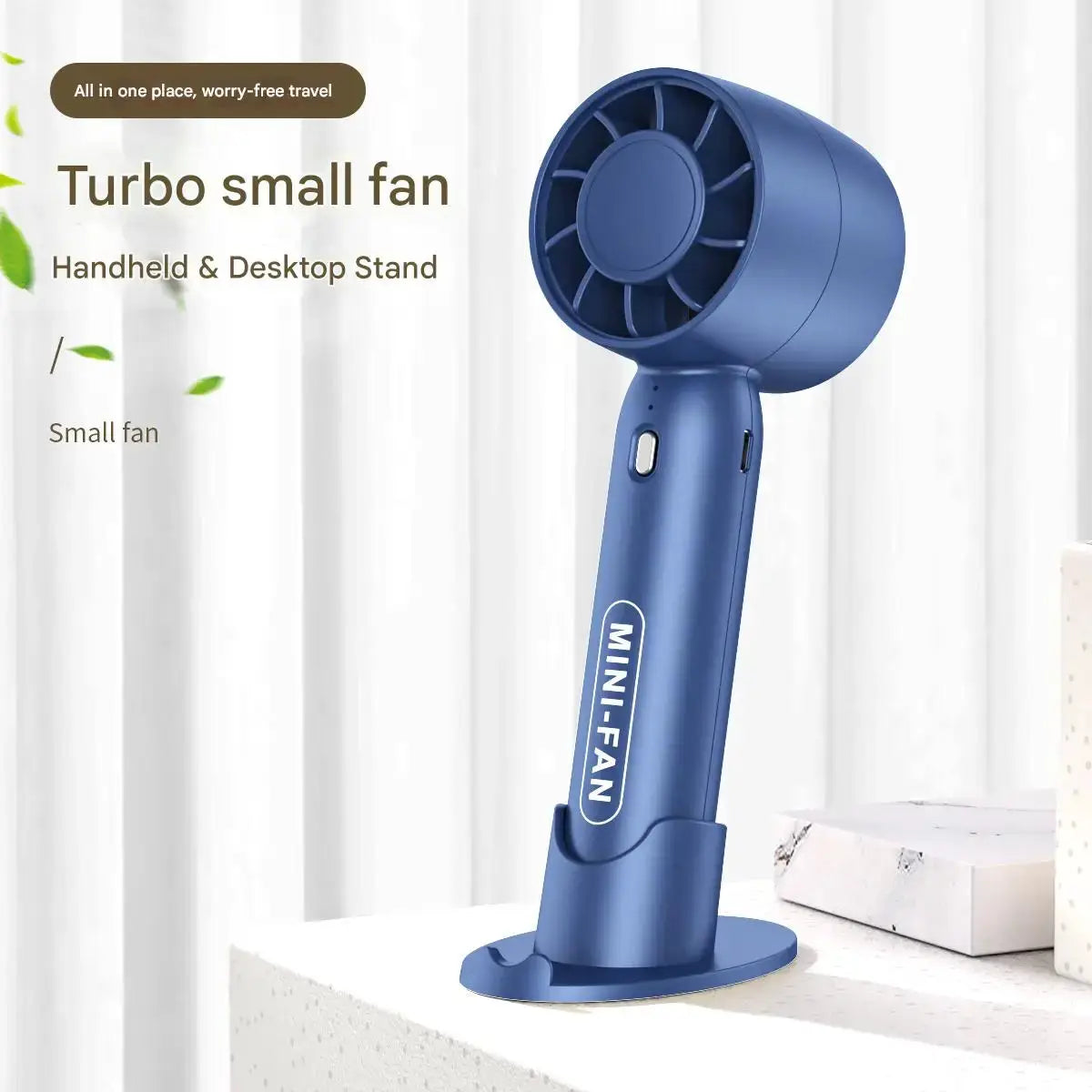 Turbo Handheld USB Rechargeable Mini Portable Fan With Desktop Stand For Outdoor Use And Long Lasting Battery