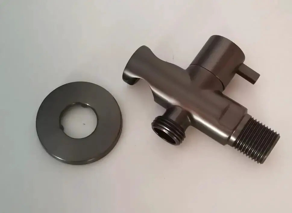 Brass handheld bidet shower valve; 2-piece brushed black finish with threaded outlet and escutcheon plate