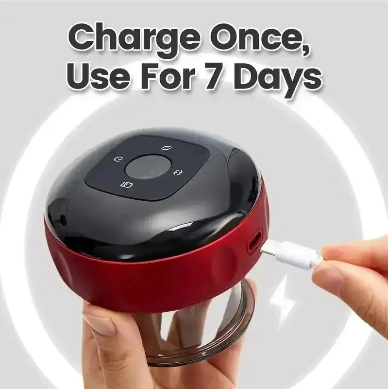 Simples Market intelligent vacuum cupping massager with red body, black top, USB charging