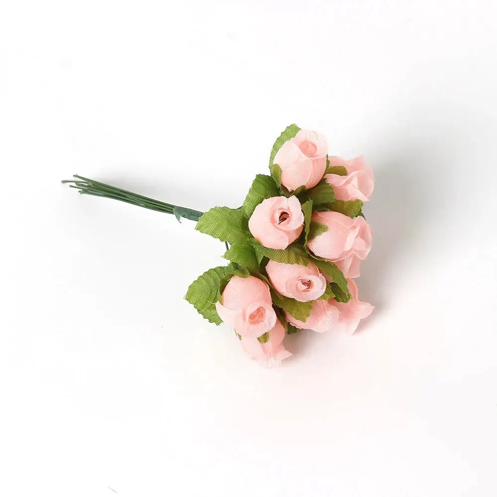 12 Pieces Mini Artificial Rose Bouquet Silk Roses for Home Decor and Wedding Decor Craft Wreath Gift