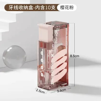 Portable Floss Dispenser With 10 Pieces Floss Automatic Ejectable Organizer For Oral Care And Disposable Flossing Sticks
