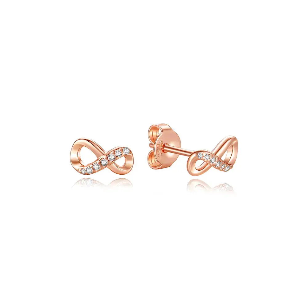 925 Sterling Silver Stud Hoop Earrings For Women Crystal Zircon Rose Gold Crown Heart Infinity Bee Design Jewelry