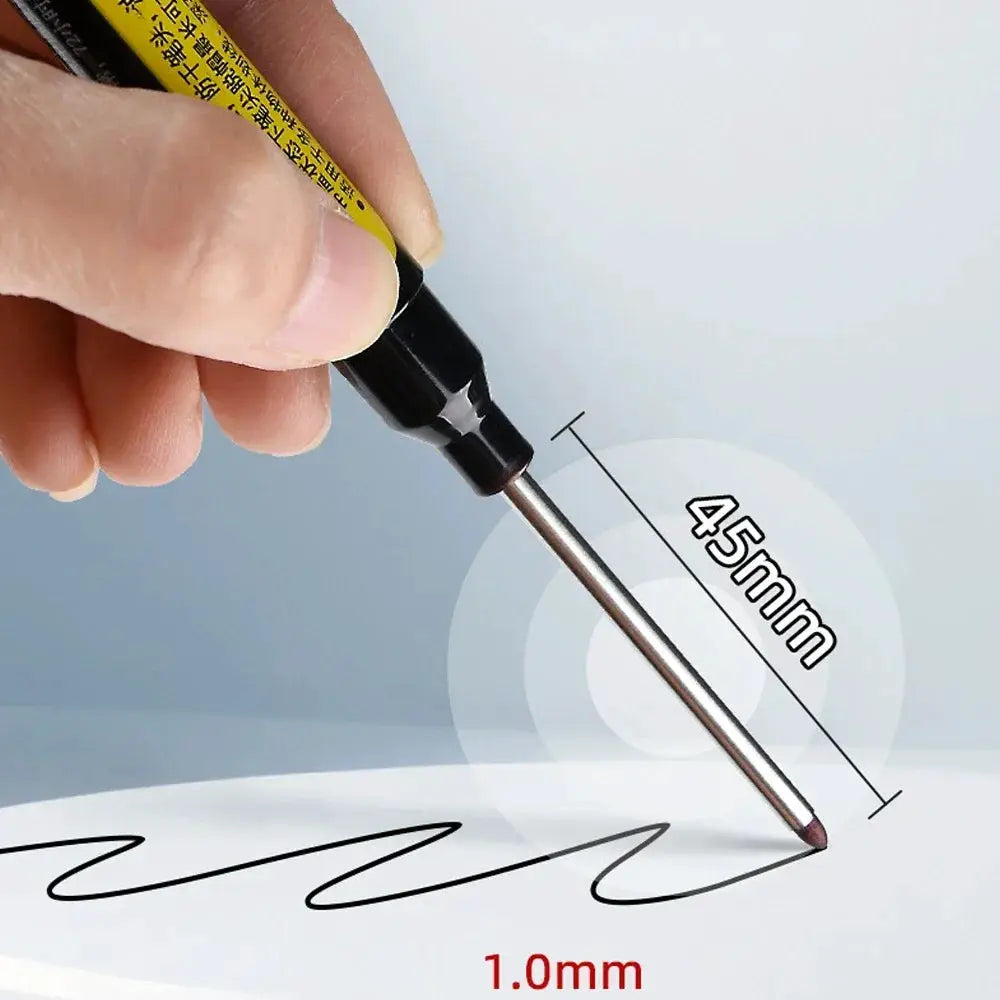 Deep-hole marker pen with long nib for woodworking; waterproof ink by Simples Market, black/blue/red