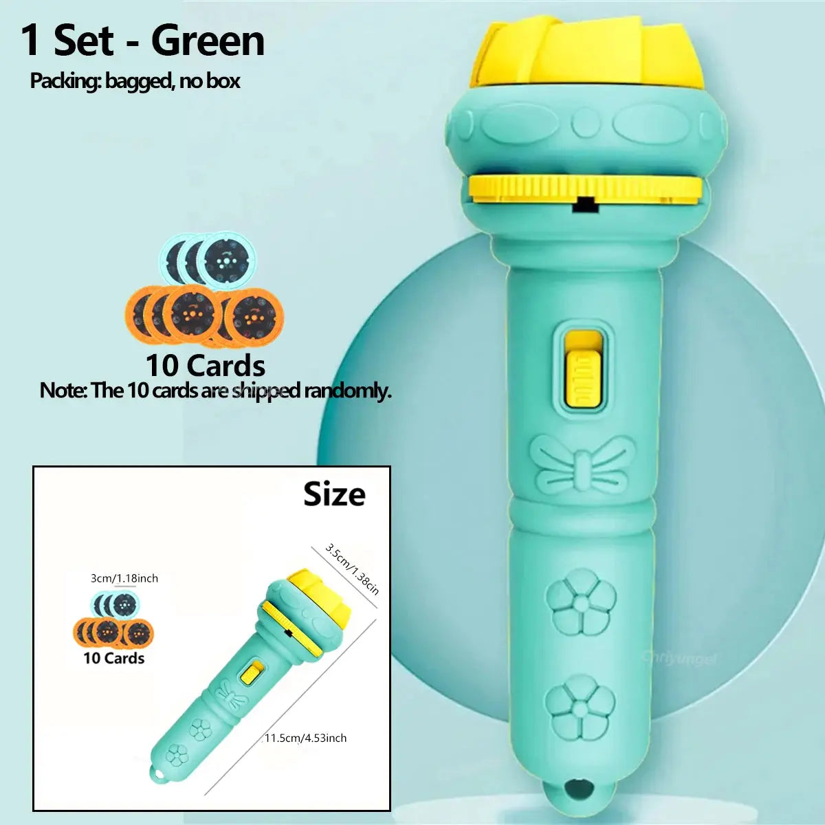 Kids Projector Flashlight With 10 Card Slides And 80 Images Cartoon Night Light For Bedtime Story Education Gift