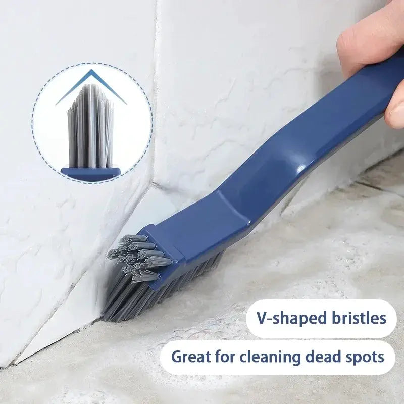 Simples Market blue 2-in-1 cleaning brush for corners and gaps with V-shaped bristles for grout