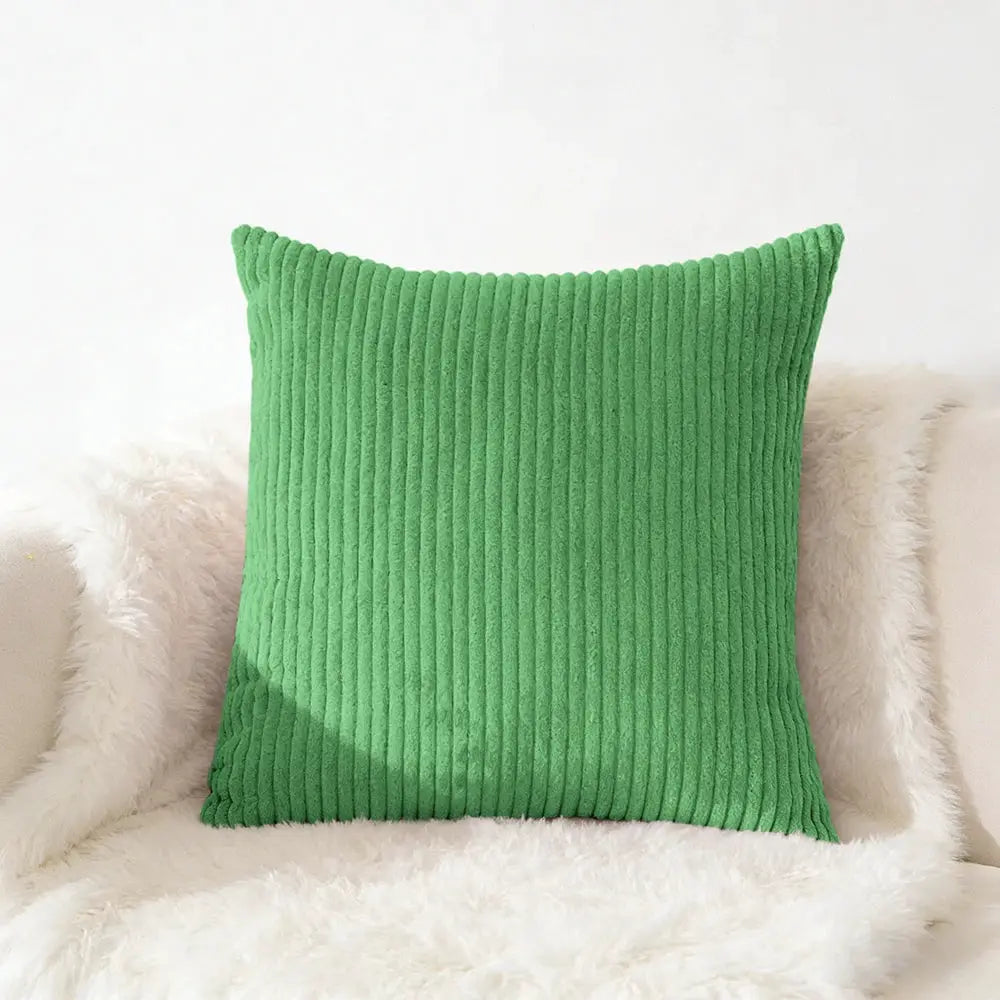 Corduroy pillow cover by Simples Market, green plush cushion cover for sofa