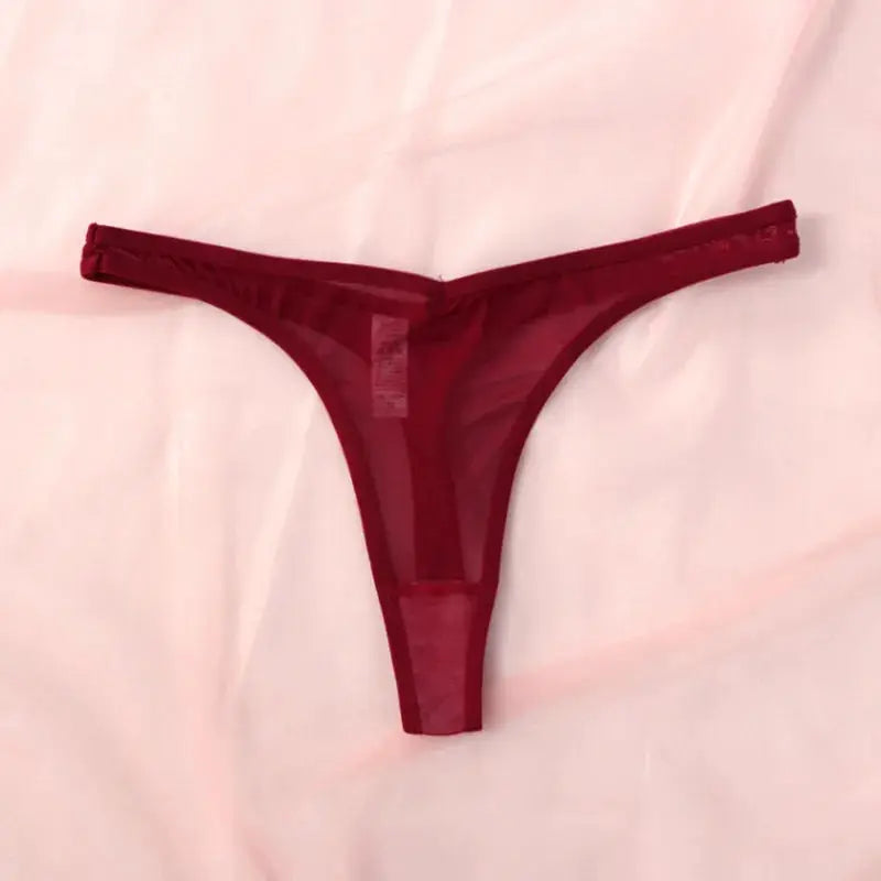 Seamless Thongs For Women Tiny Tangas red translucent mesh T-back underwear from Simples Market