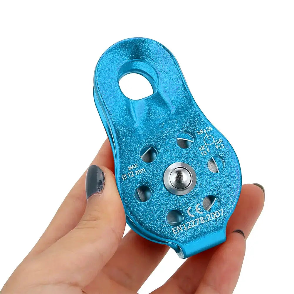 Single swivel rope pulley block in blue aluminium alloy by Simples Market for 12mm rope