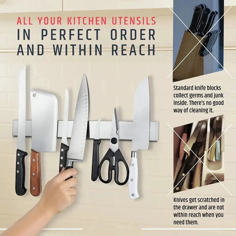 Professional Magnetic Knife Strip Stainless Steel Knife Holder Rack Kitchen Knife Bar 30 40 50 Cm
