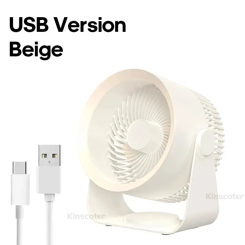 KINSCOTER USB desk fan by Simples Market, beige portable air circulator with USB cable