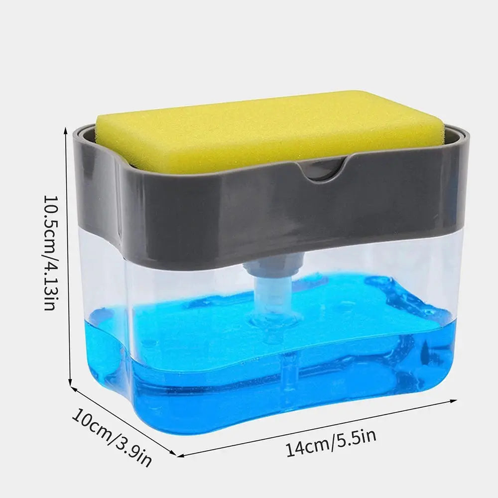 2 In 1 Soap Dispenser And Sponge Holder For Kitchen Countertop Easy Refill Durable Black