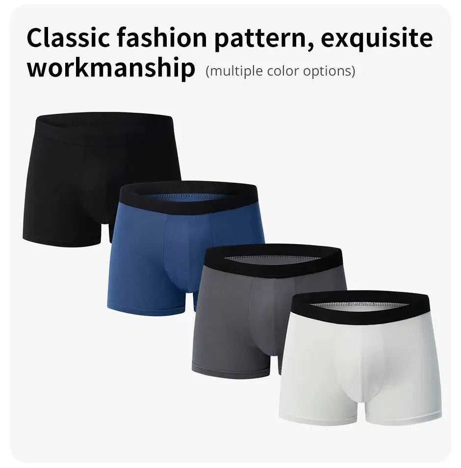 Simples Market men's boxer briefs, 4-pack in black, blue, gray and white with antibacterial breathable fabric