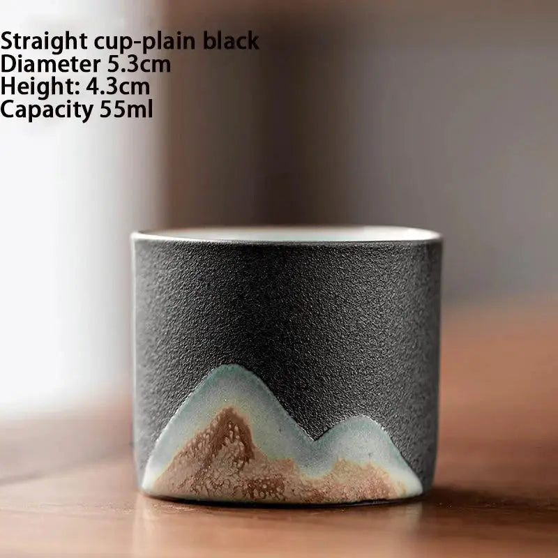 Timberline Ceramic Retro Coffee Cup Handmade With Wooden Handle For Office And Home Use