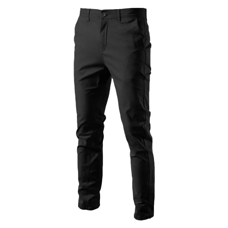 AIOPESON men's slim-fit casual cotton trousers, black, Simples Market