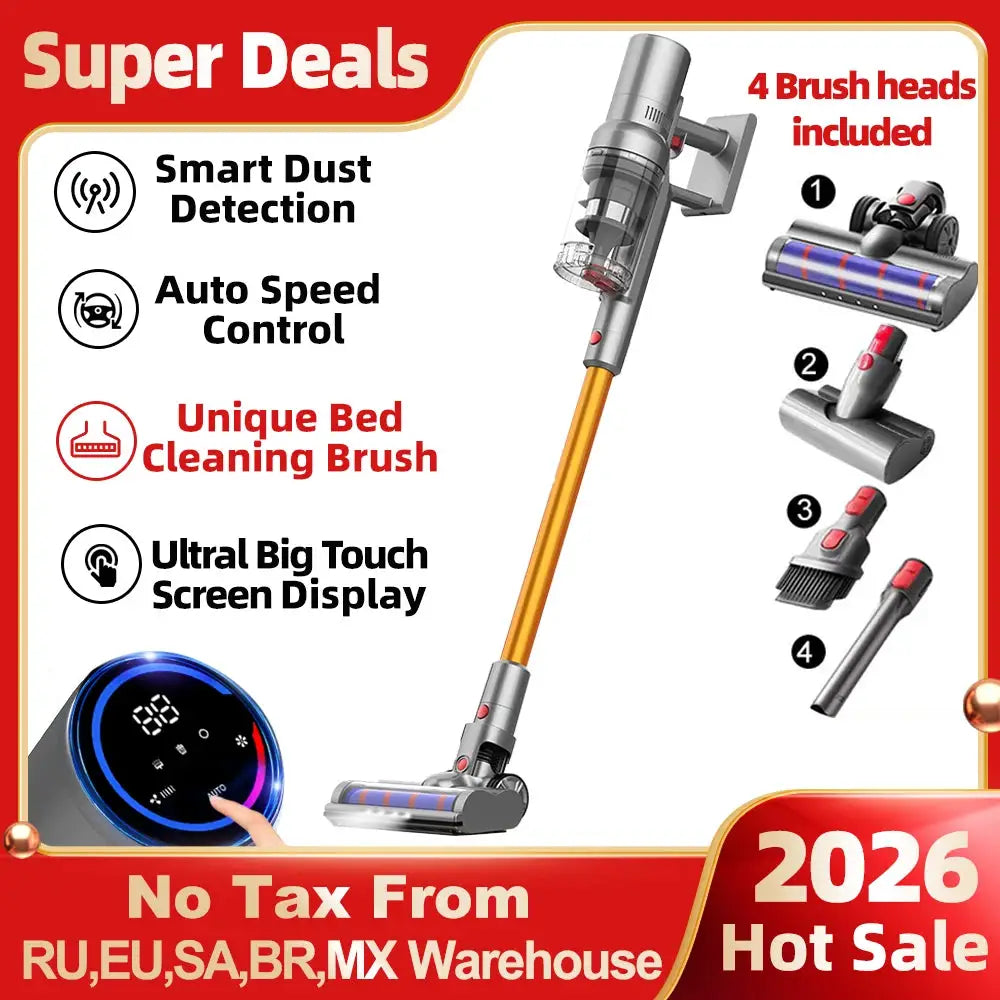 ABIR VC205 Cordless Handheld Vacuum Cleaner by Simples Market, with touch screen and 4 brush heads